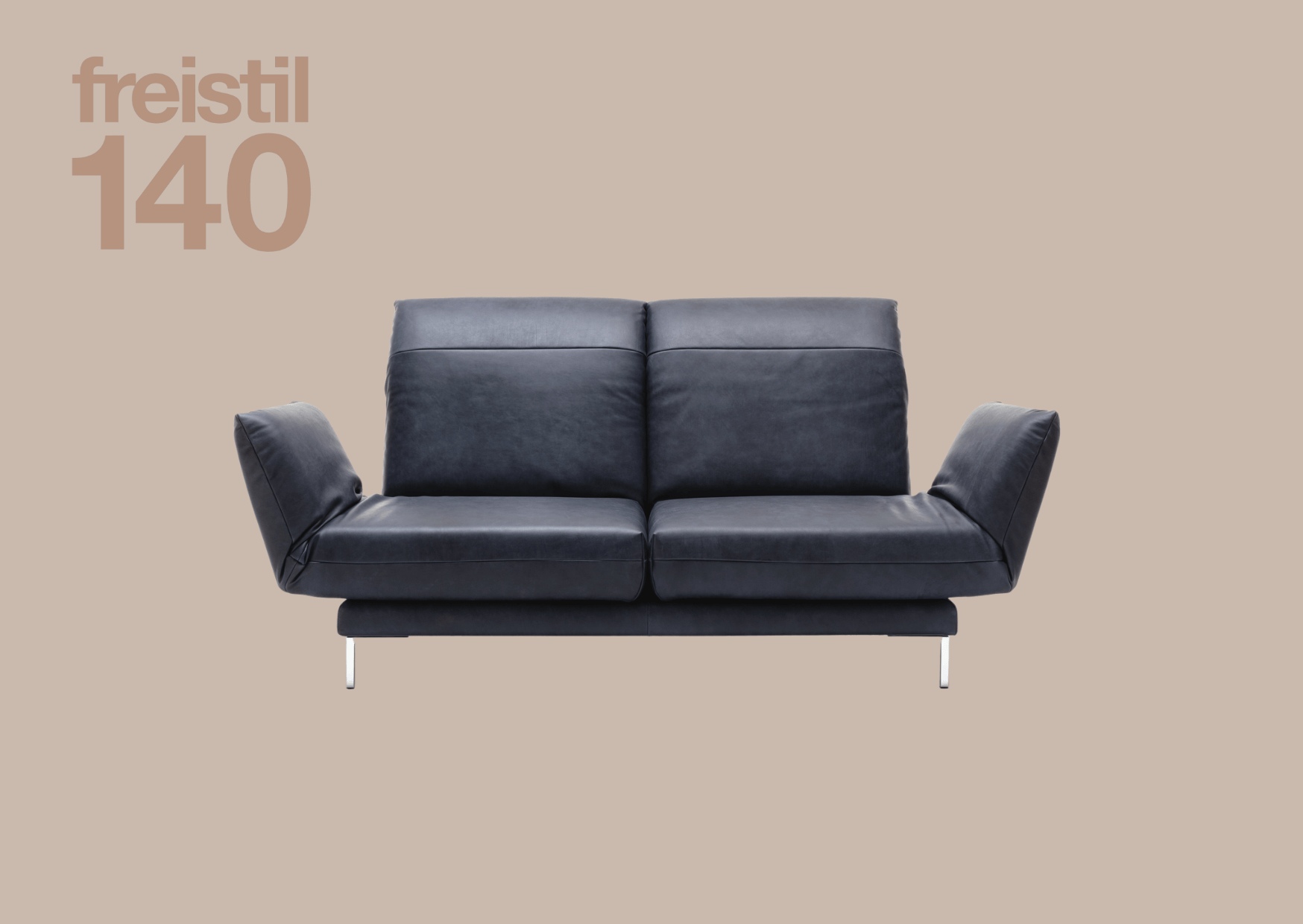 schwarze Ledercouch aus freistil Kollektion 140